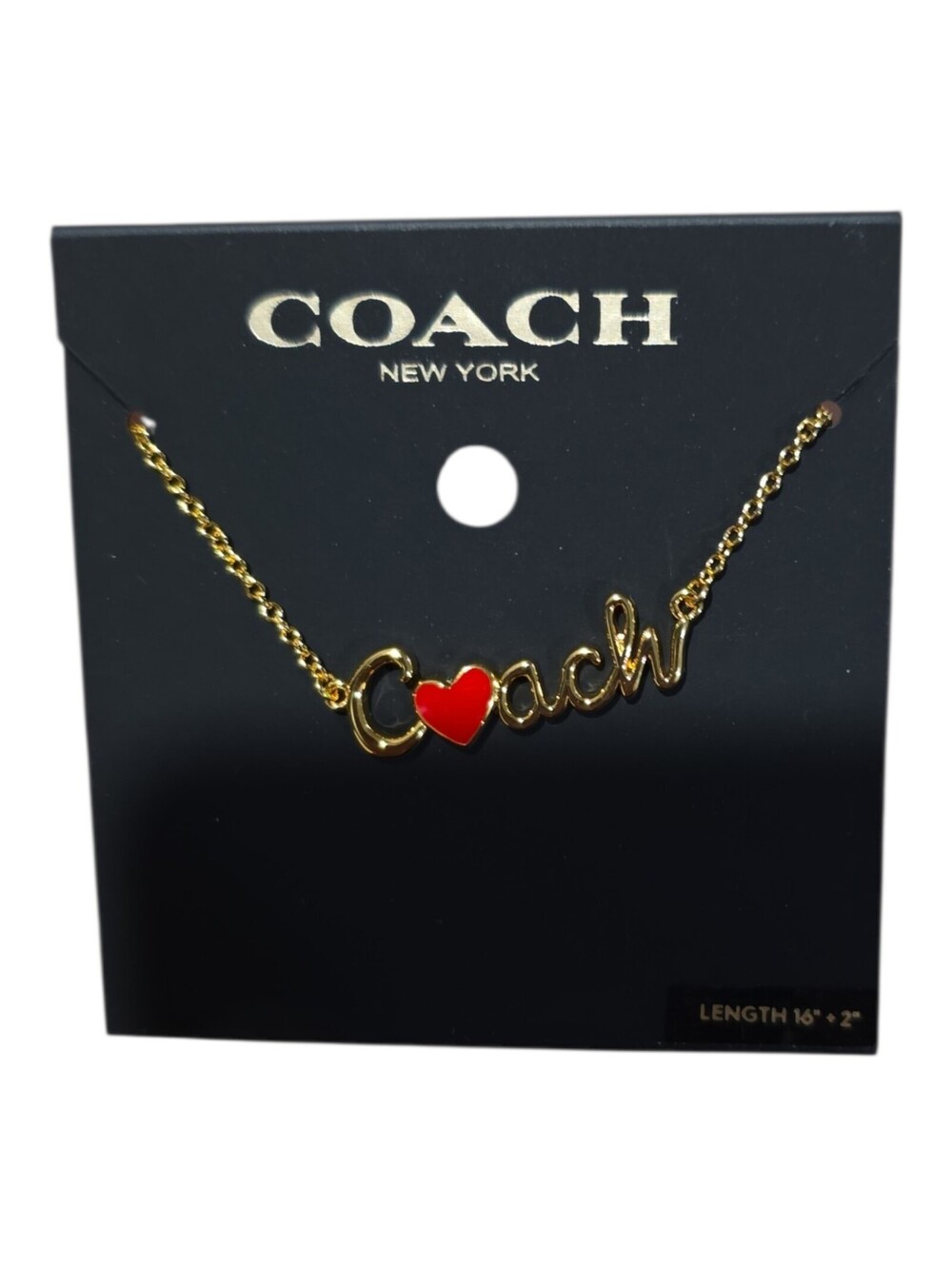 Coach Heart Script Pendant Necklace